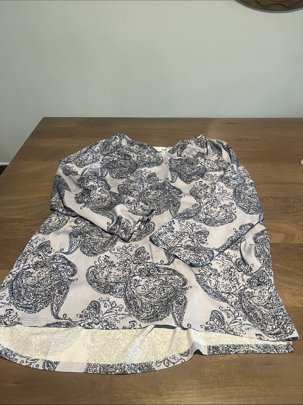 J. Jill White and Navy Paisley Blouse